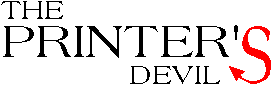 The Printer's Devil logotype: the word Printers with a red devil-tailed S